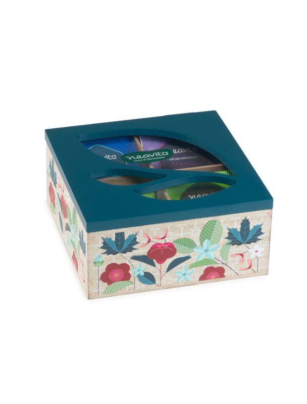 Neavita Cofanetto Legno Azzurro con Tisane Assortite, 20 Filtri BIO