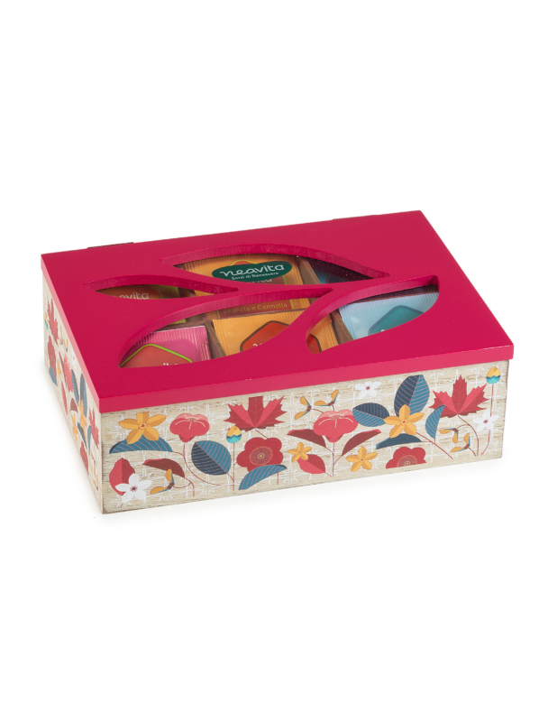Neavita Cofanetto Legno Fucsia con Tisane Assortite, 30 Filtri BIO