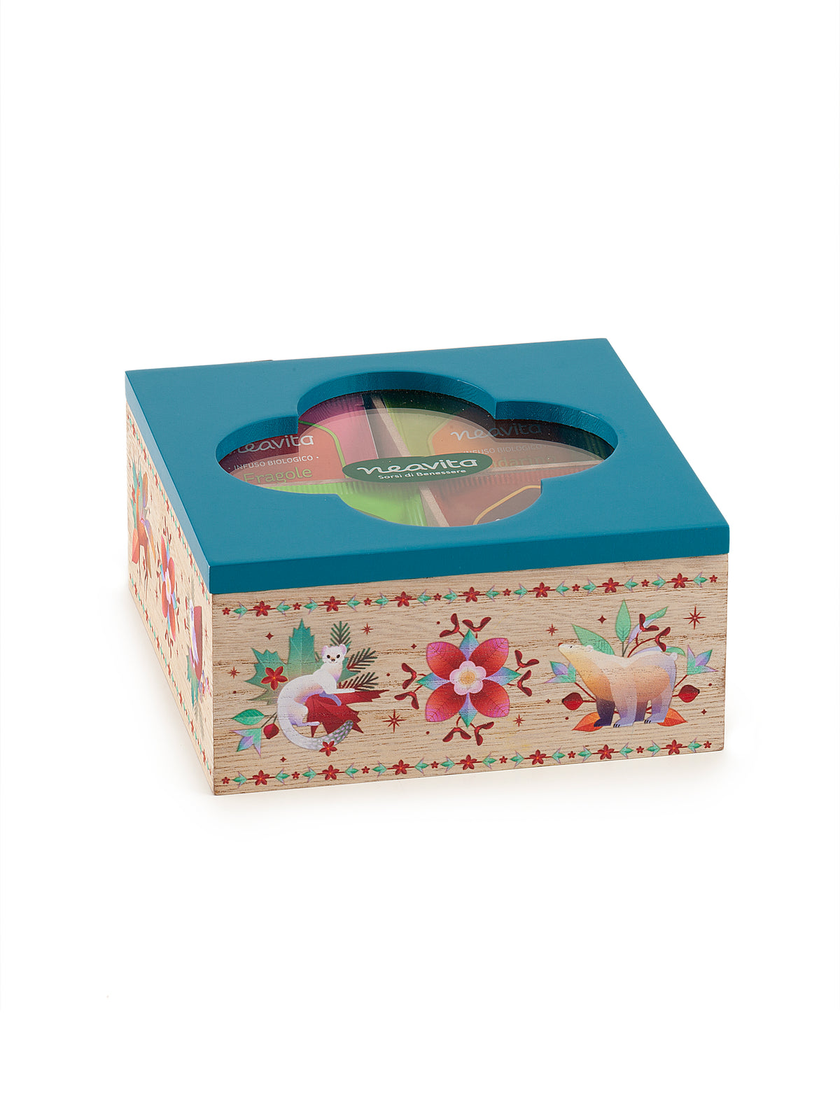 Neavita - Cofanetto Legno Bio Ottanio a 4 scomparti 20 tisane assortite