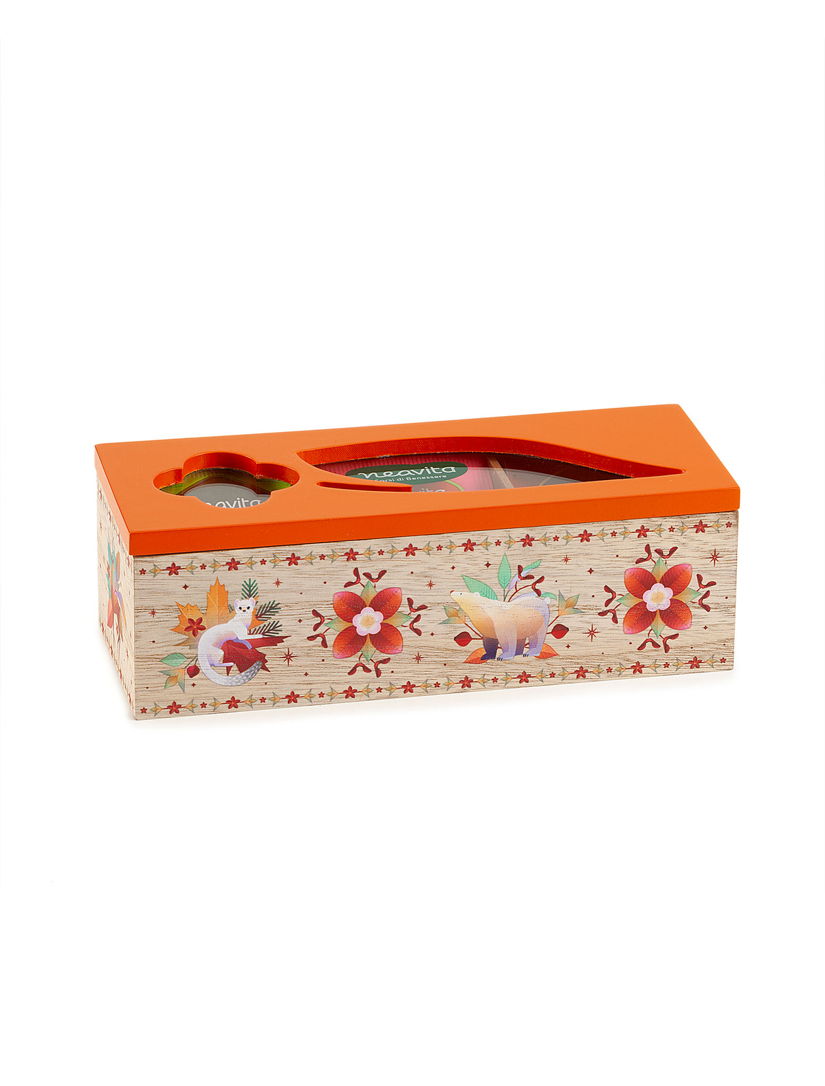 Neavita - Cofanetto Legno Bio Arancio a 3 scomparti 15 tisane assortite