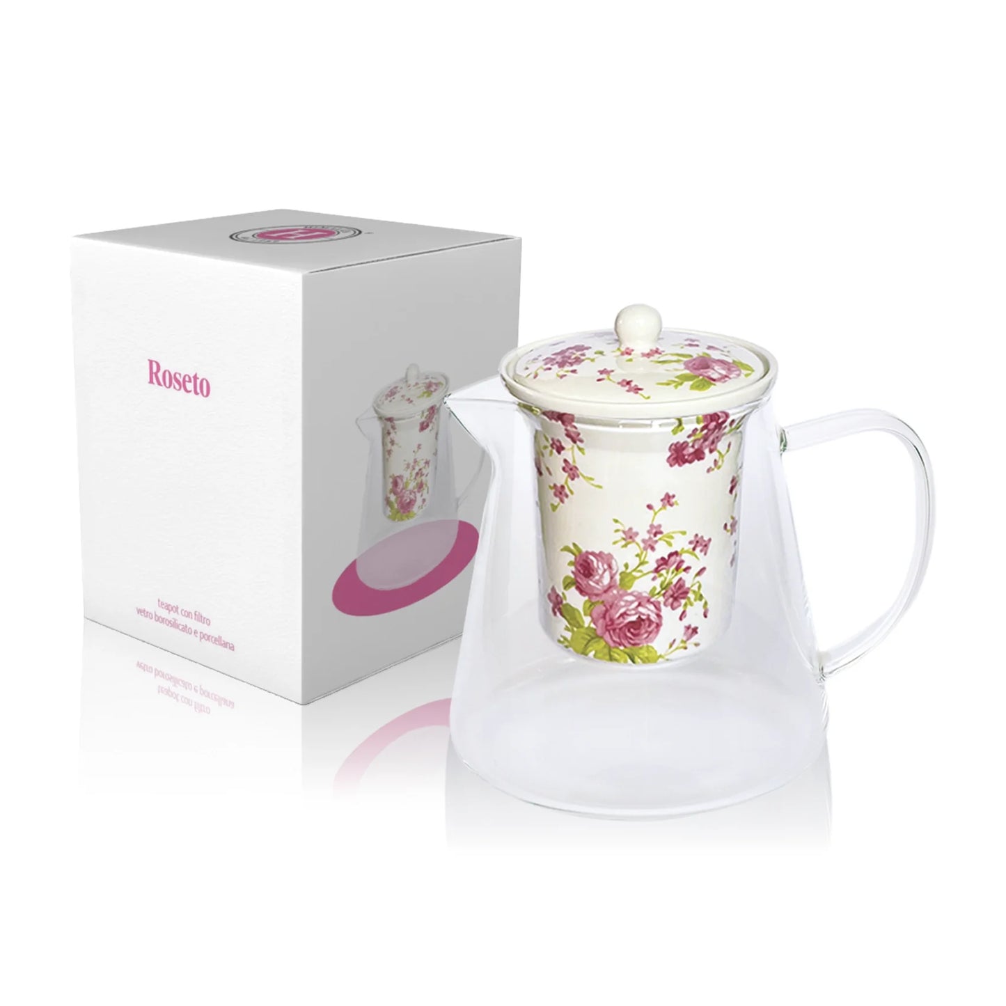 Teiera in vetro borosilicato - Roseto 750 ml