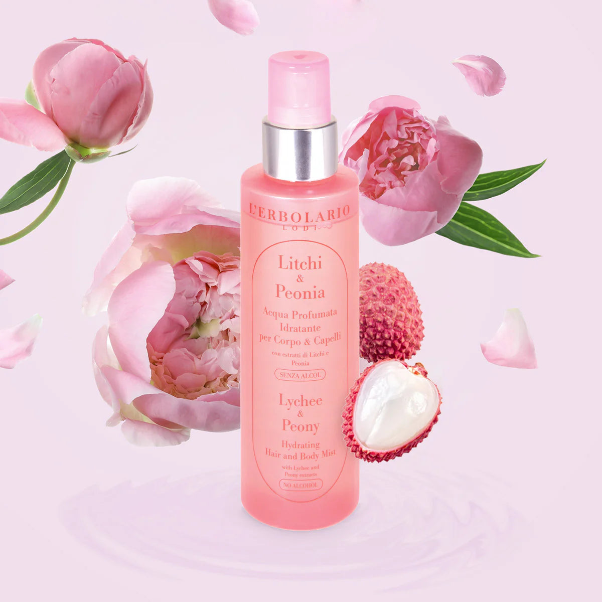 Acqua profumata Idratante per Corpo e Capelli Litchi e Peonia 150 ml