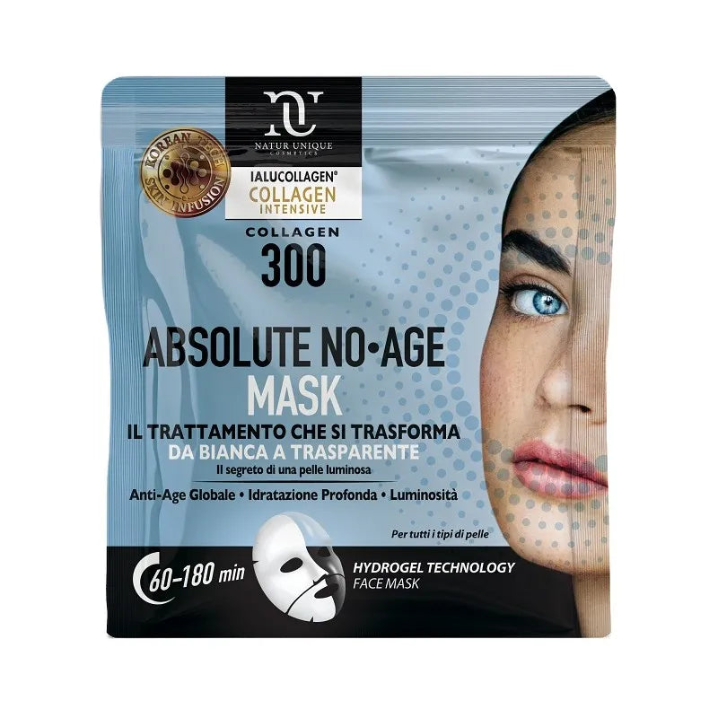 Natur Unique - Ialucollagen Collagen Intensive Collagen 300 Absolute No Age Mask per Idratazione e Anti-età 1 Maschera Monouso 34g