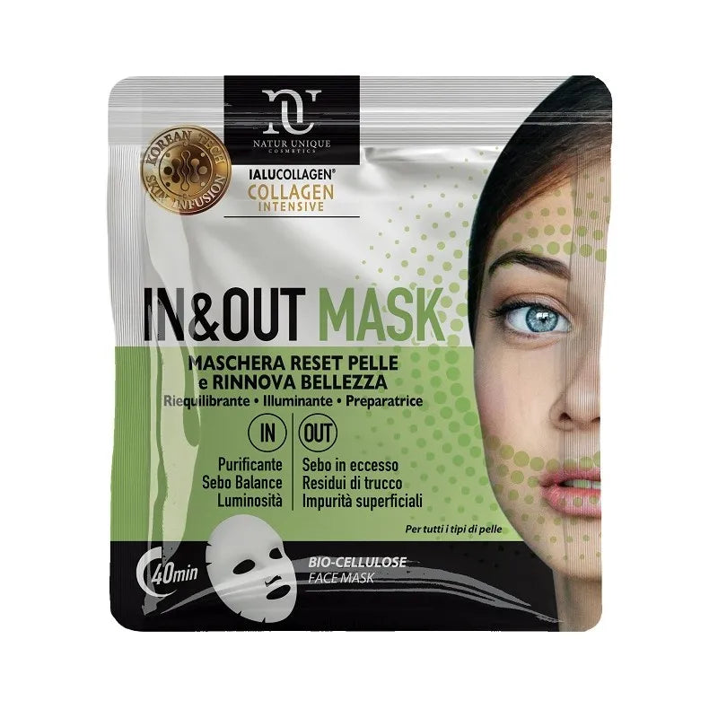 Natur Unique - Ialucollagen Collagen Intensive In & Out Mask maschera viso illuminante e idratante 26 g