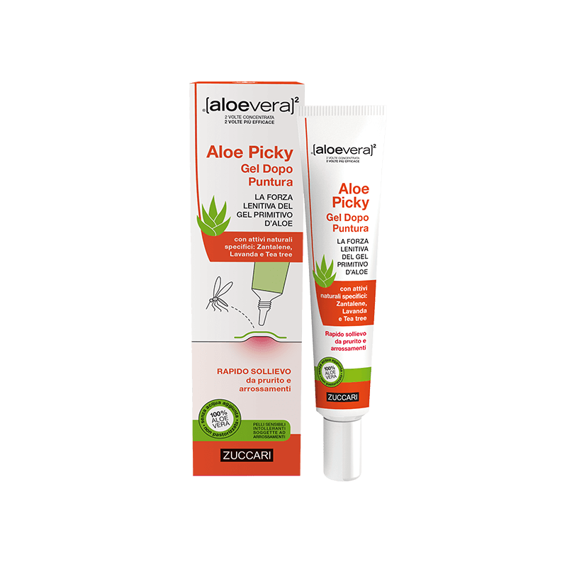 Aloe Picky 12 ml Sono il primo gel dopo puntura che unisce alla forza lenitiva del Gel Primitivo d’Aloe
