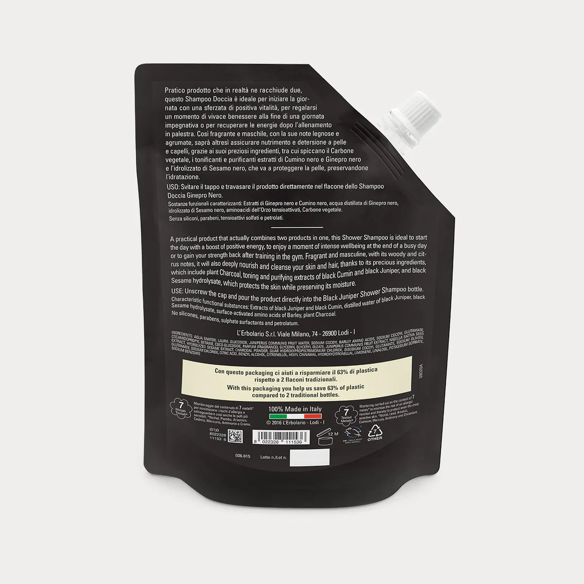 Ecoricarica Shampoo Doccia Energizzante Ginepro Nero 500 ml