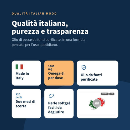 Italian Mood - Omega 3 Fish Oil 1000 mg 120 Perle Gelatinose