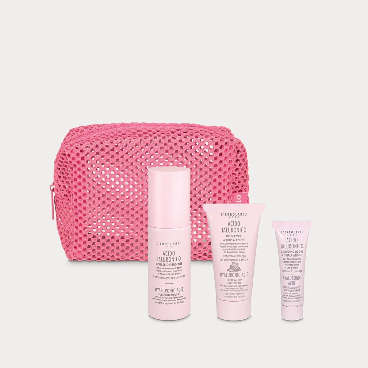 Beauty Express Beauty Routine Viso Kit Pochette con Mousse Detergente, Crema Viso e Contorno Occhi in formato viaggio Acido Ialuronico