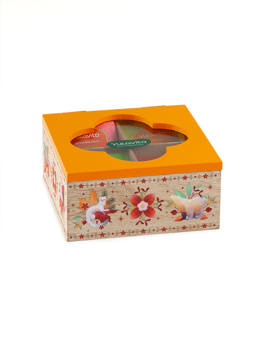 Neavita - Cofanetto Legno Bio Arancione a 4 scomparti 20 tisane assortite