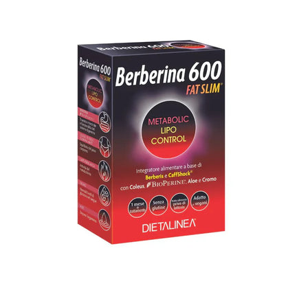 DietaLinea Berberina 600 Fat Slim con CaffShock - Integratore con Cromo Picolinato e Coleus | Supporto al Metabolismo dei Macronutrienti