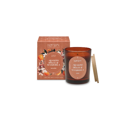 Nasoterapia - Candela Profumata con Oli Essenziali -Arancio Dolce e Mandorla 180gr (