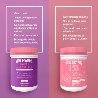 Vital Proteins - ADVANCED BEAUTY COLLAGEN, Integratore di collagene in polvere Barattolo da 315g