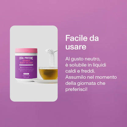 Vital Proteins - ADVANCED BEAUTY COLLAGEN, Integratore di collagene in polvere Barattolo da 315g