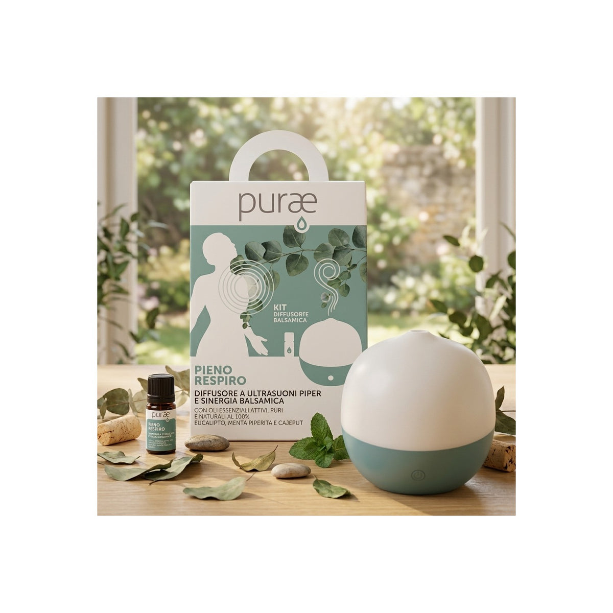 Purae - Kit Diffusore Pieno Respiro con Sinergia Balsamica 5 ml