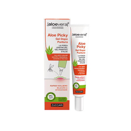Aloe Picky 12 ml Sono il primo gel dopo puntura che unisce alla forza lenitiva del Gel Primitivo d’Aloe